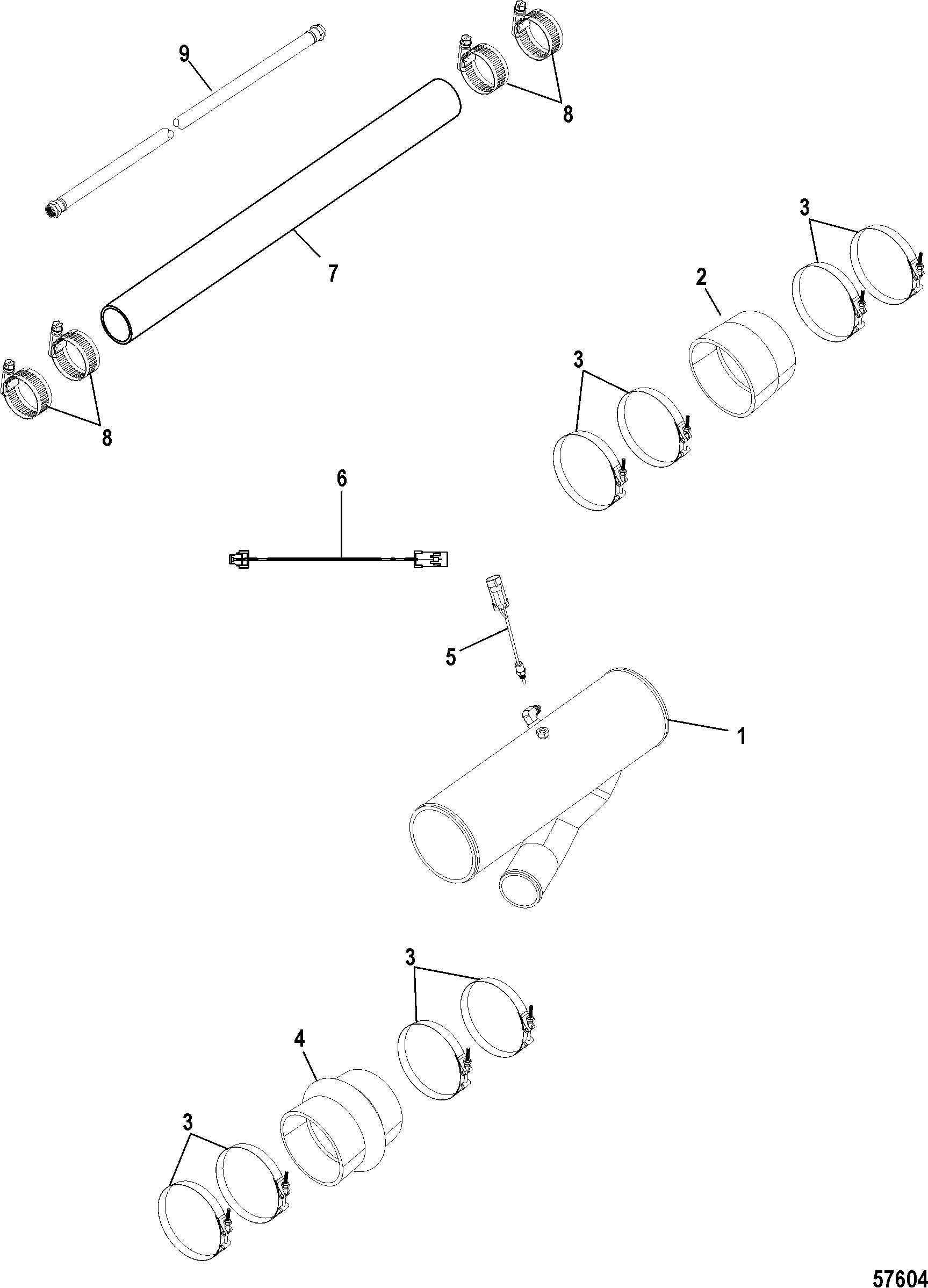 Exhaust Tube, QSC, Design-II, Center, 6 Inch