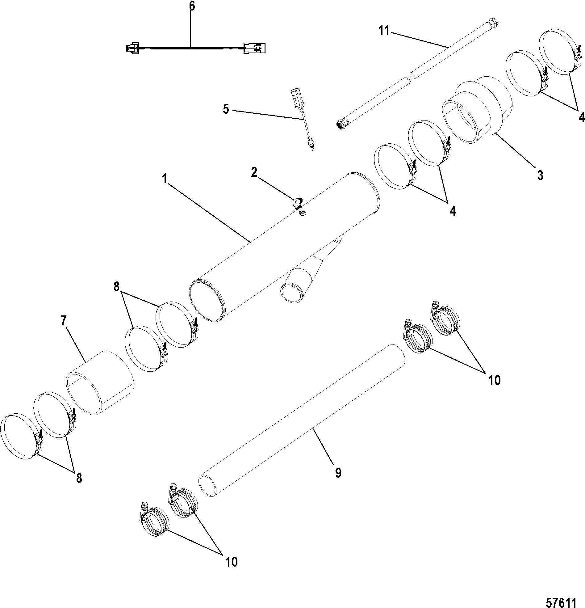 Exhaust Tube, QSB 6.7, Design-II, 19-Degree Offset Bib