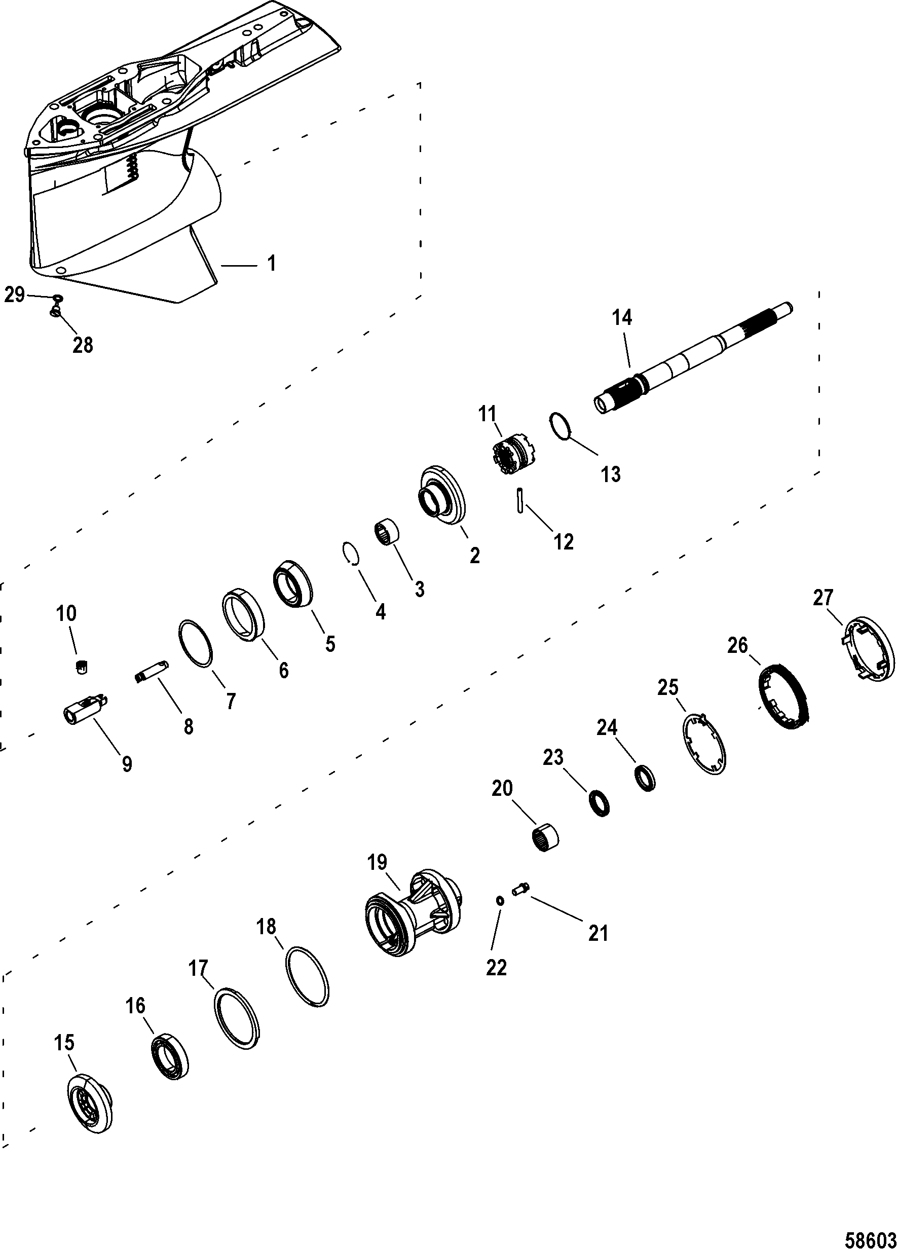 Gear Housing, Propeller Shaft, Standard, SEAPRO