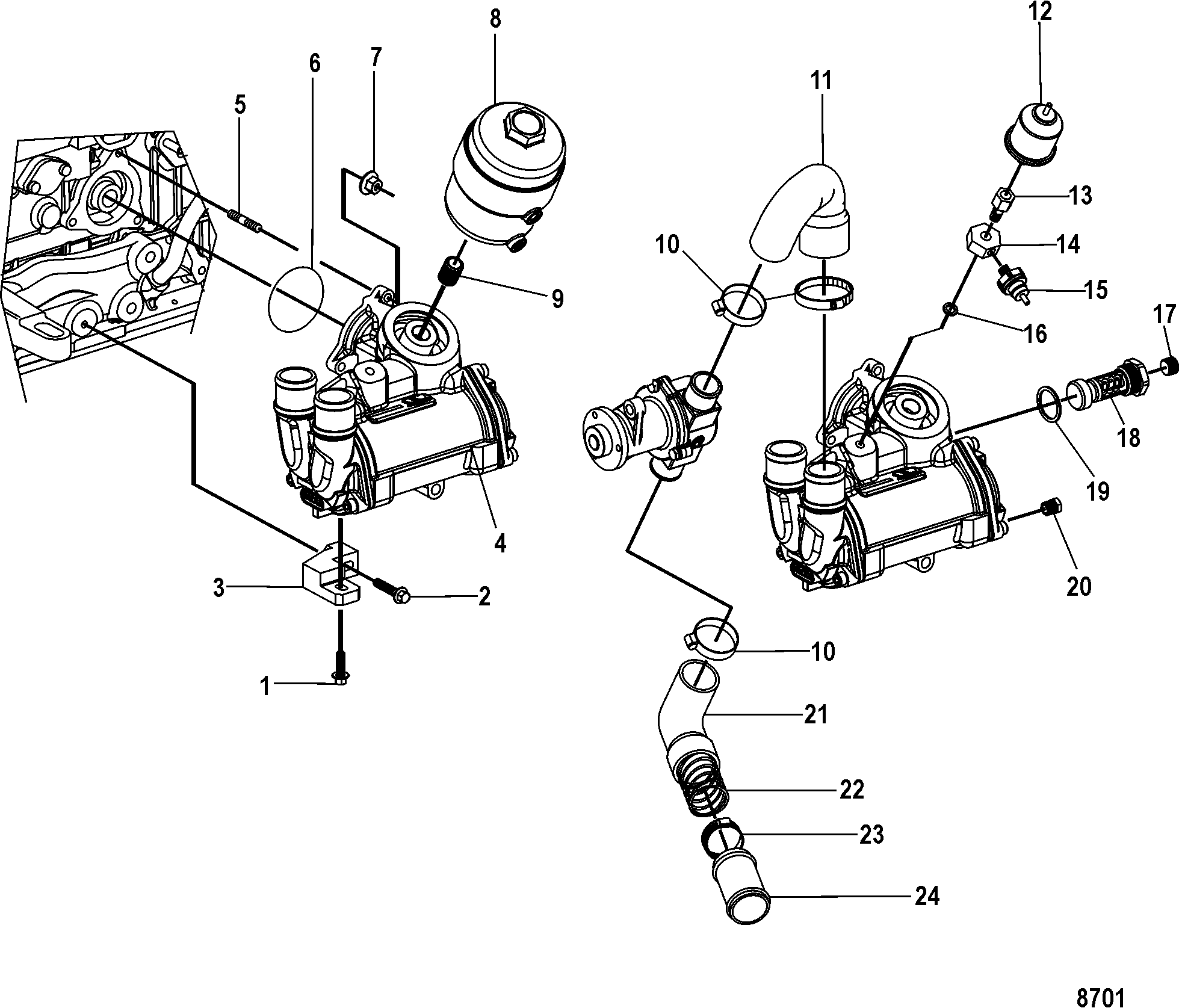 Oil Cooler and Filter Assembly