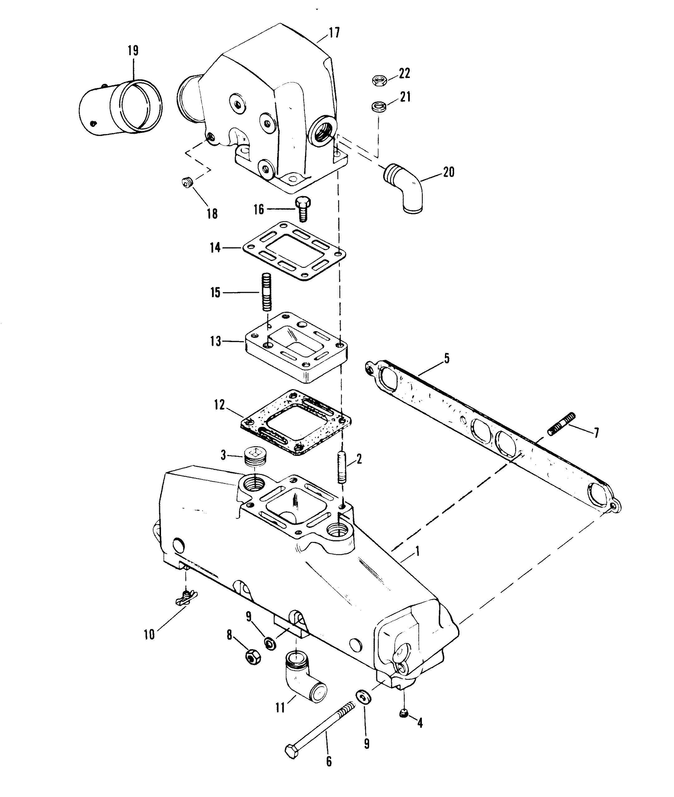 EXHAUST MANIFOLD AND EXHAUST ELBOW (EXHAUST ELBOW 3 O.D.)