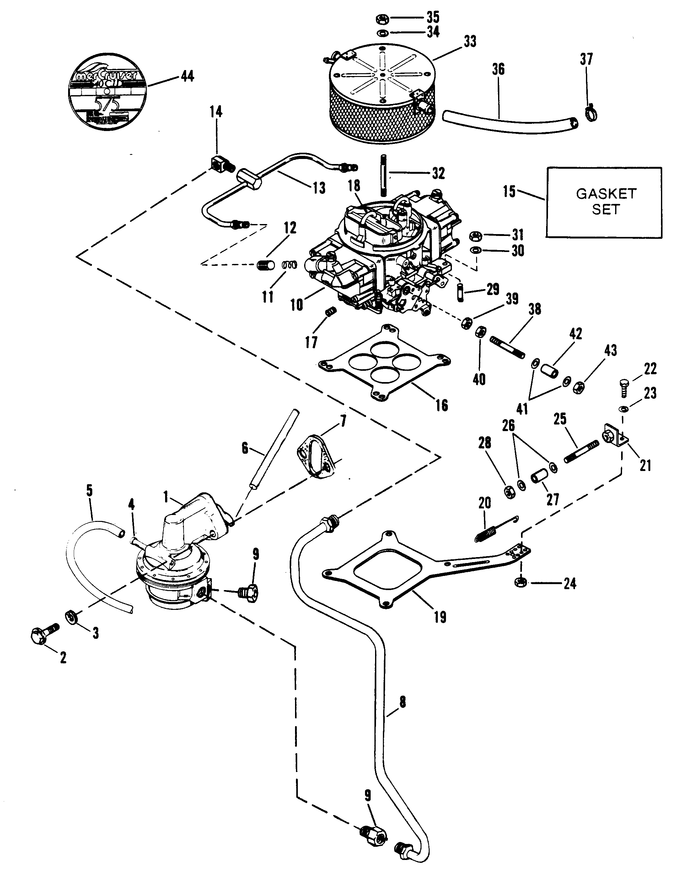 FUEL PUMP, CARBURETOR AND LINKAGE