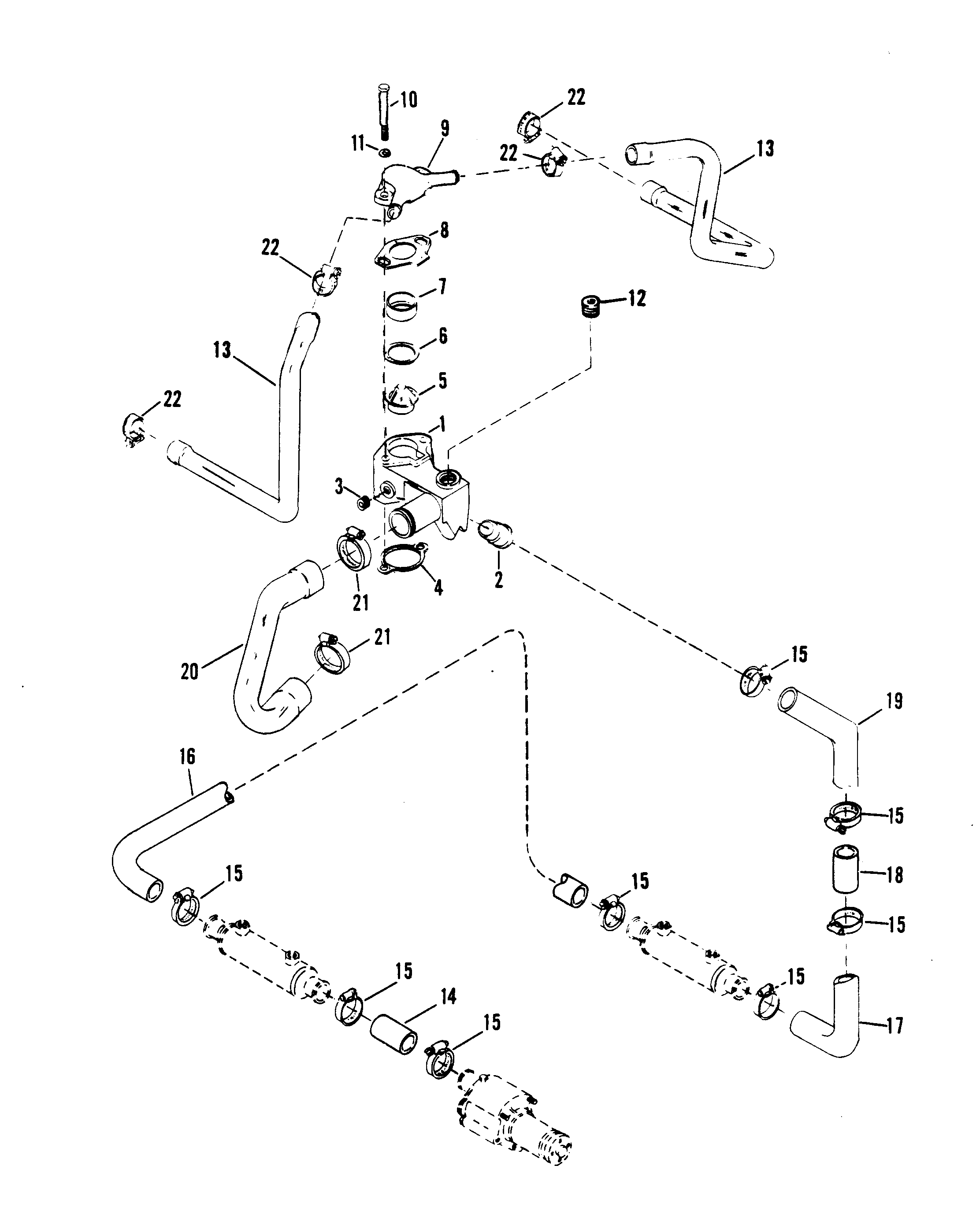THERMOSTAT HOUSING AND WATER HOSES