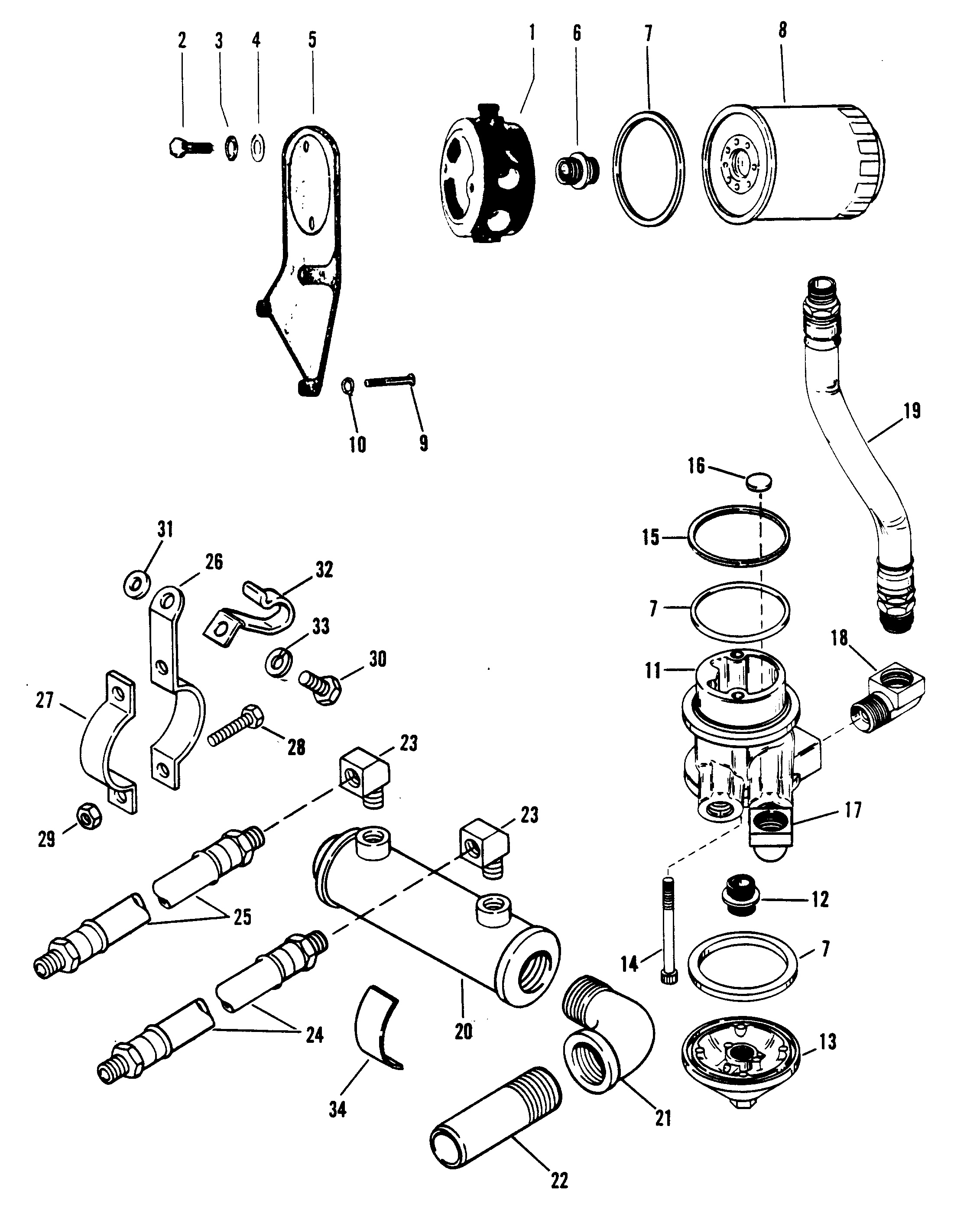 OIL COOLER, OIL FILTER AND ADAPTOR