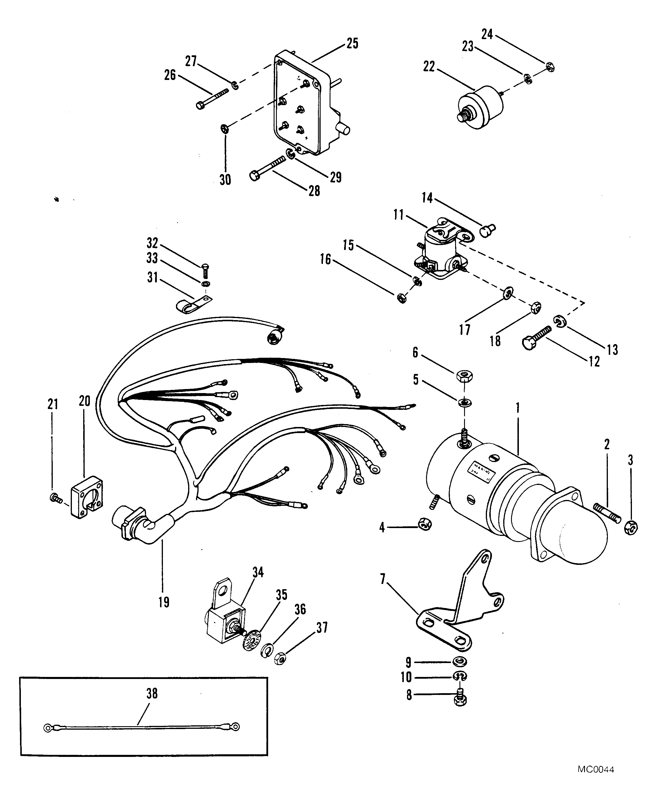 STARTER MOTOR AND WIRING HARNESS