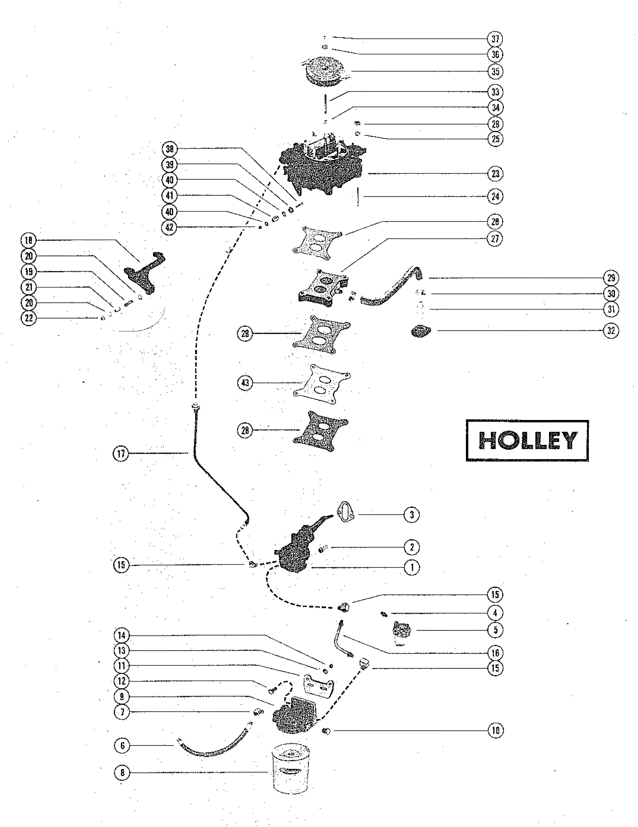 FUEL PUMP, FUEL FILTER AND CARBURETOR(HOLLEY)