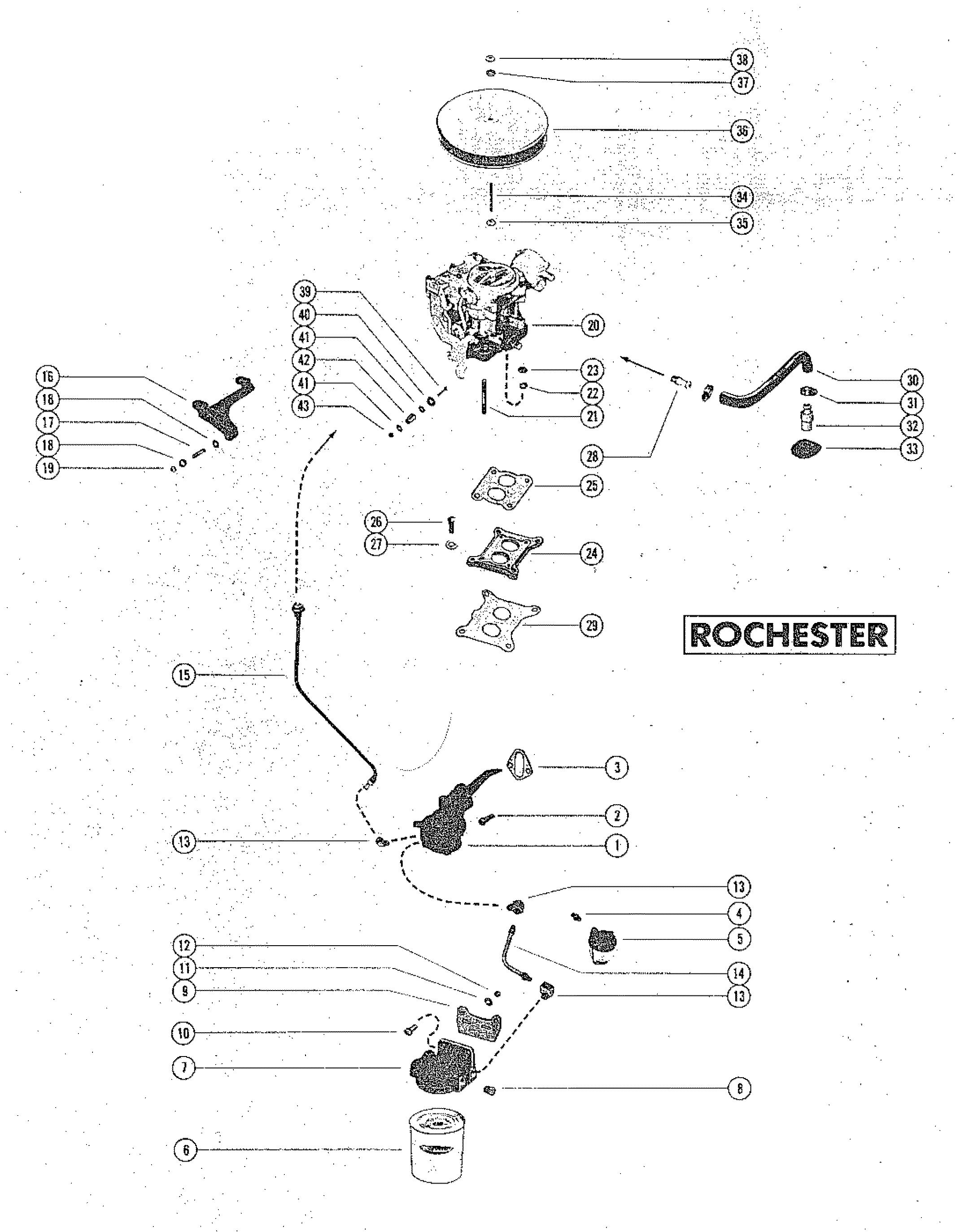 FUEL PUMP, FUEL FILTER AND CARBURETOR (ROCHESTER)