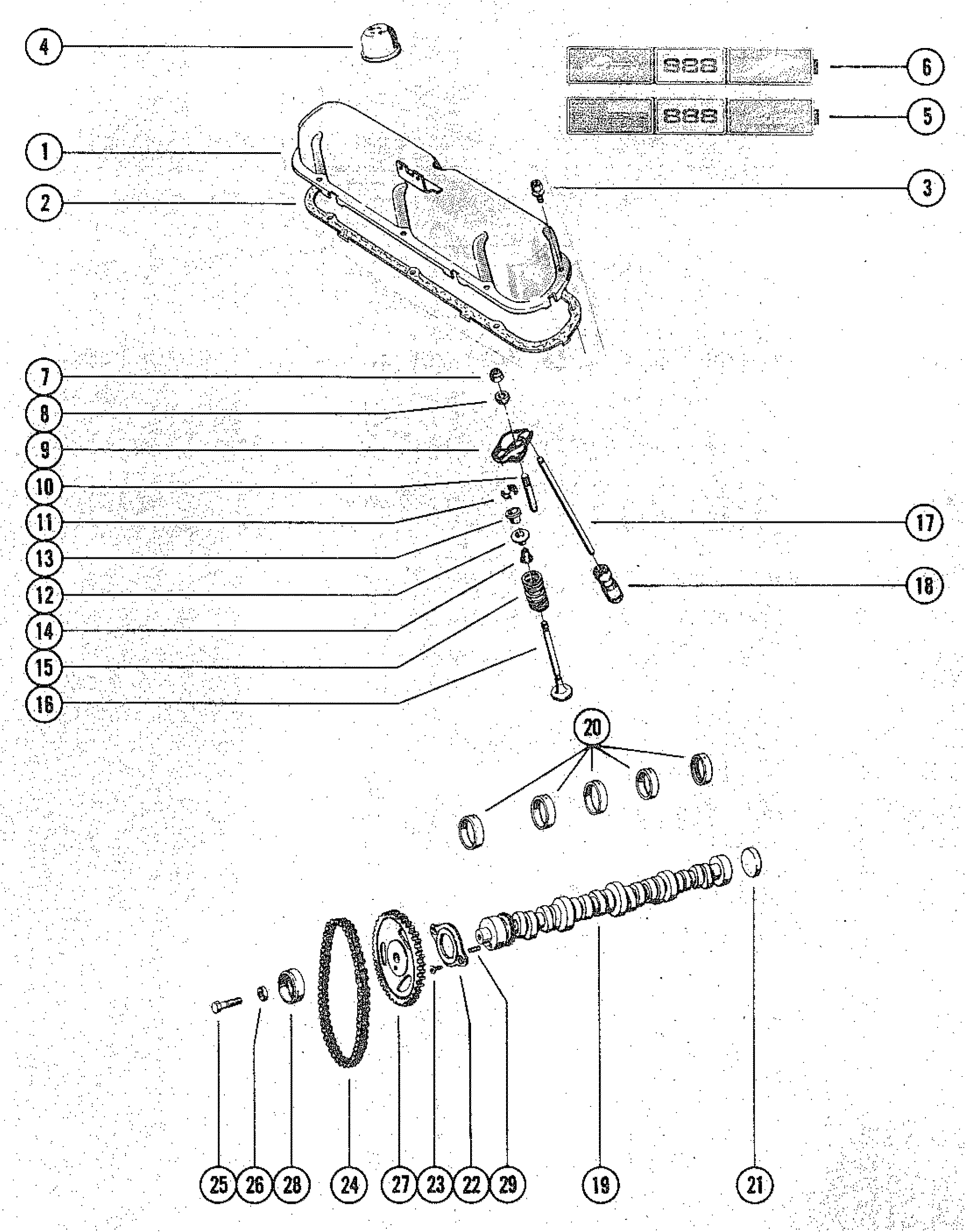 ROCKER COVER, CAMSHAFT AND VALVES