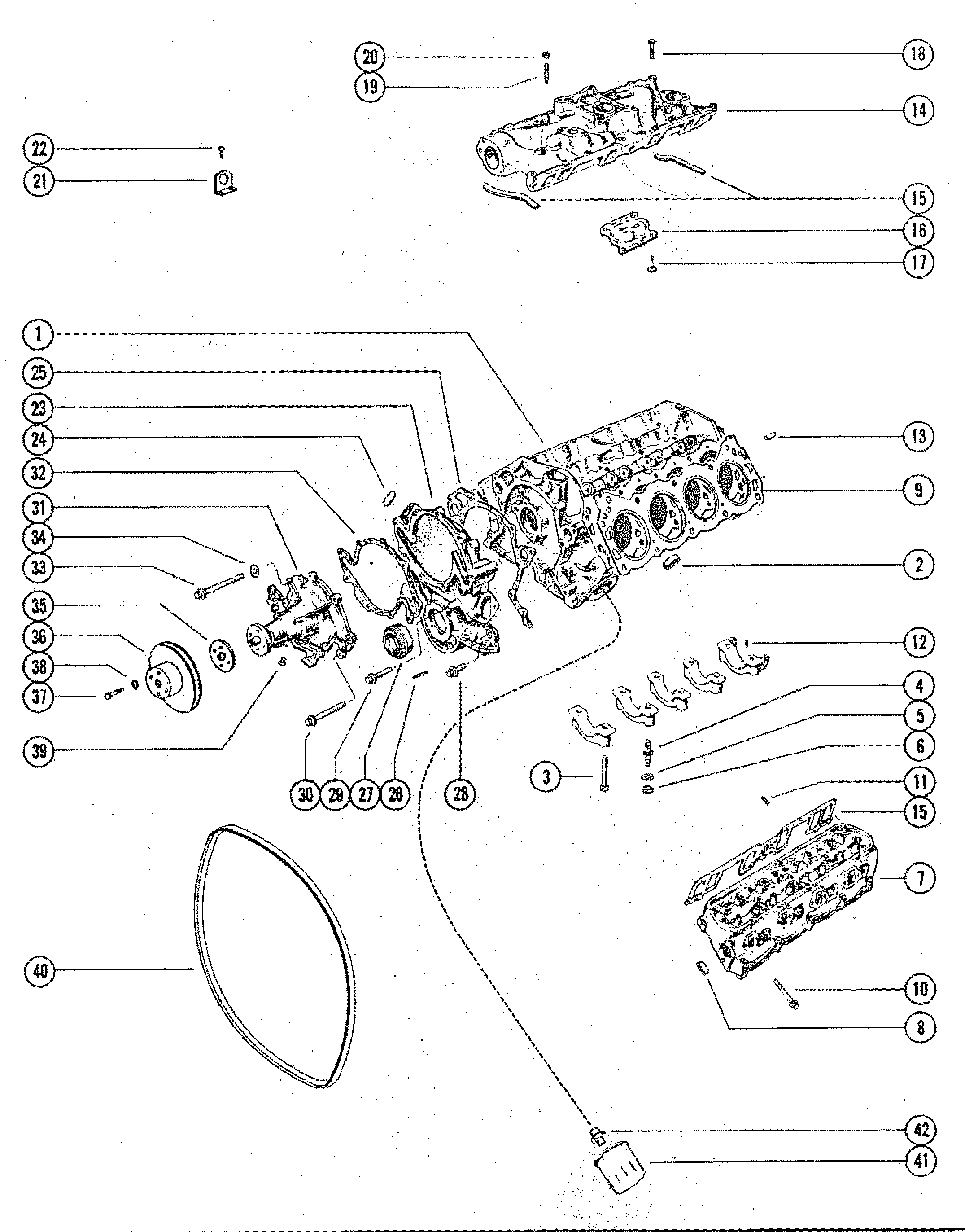 CYLINDER BLOCK, CYLINDER HEAD AND WATER PUMP
