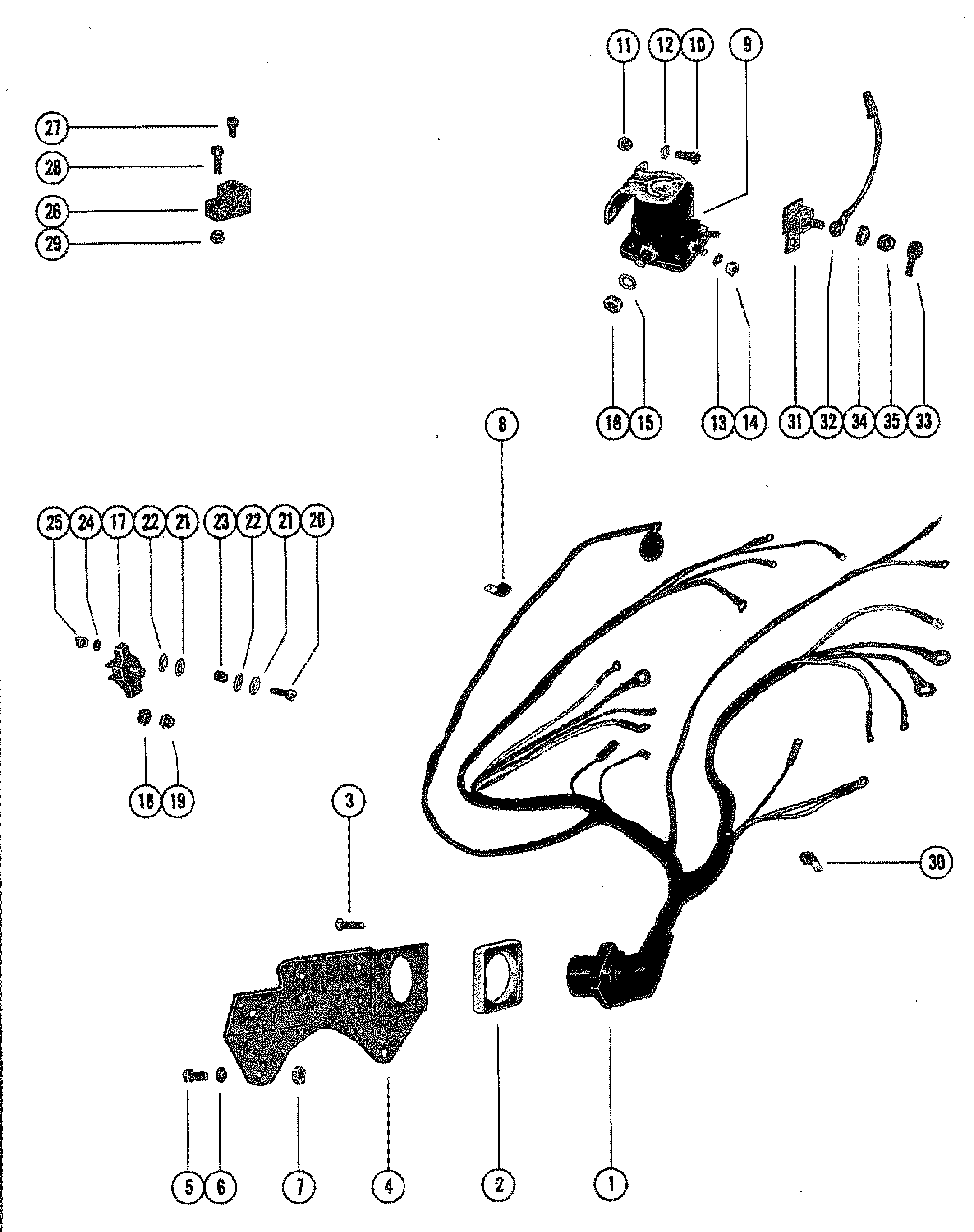 WIRING HARNESS, CIRCUIT BREAKER AND STARTER SOLENOID