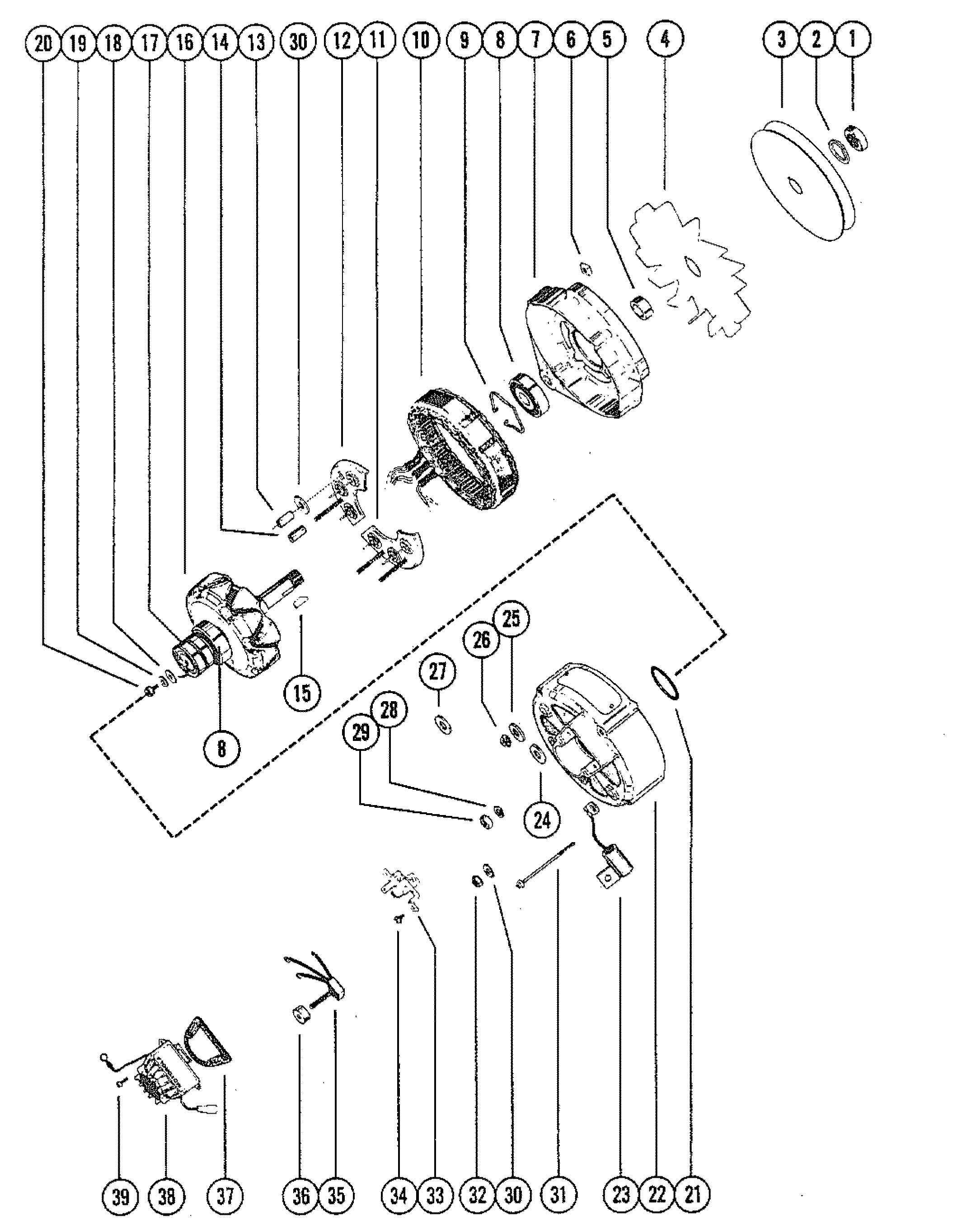ALTERNATOR ASSEMBLY, COMPLETE (MOTOROLA)