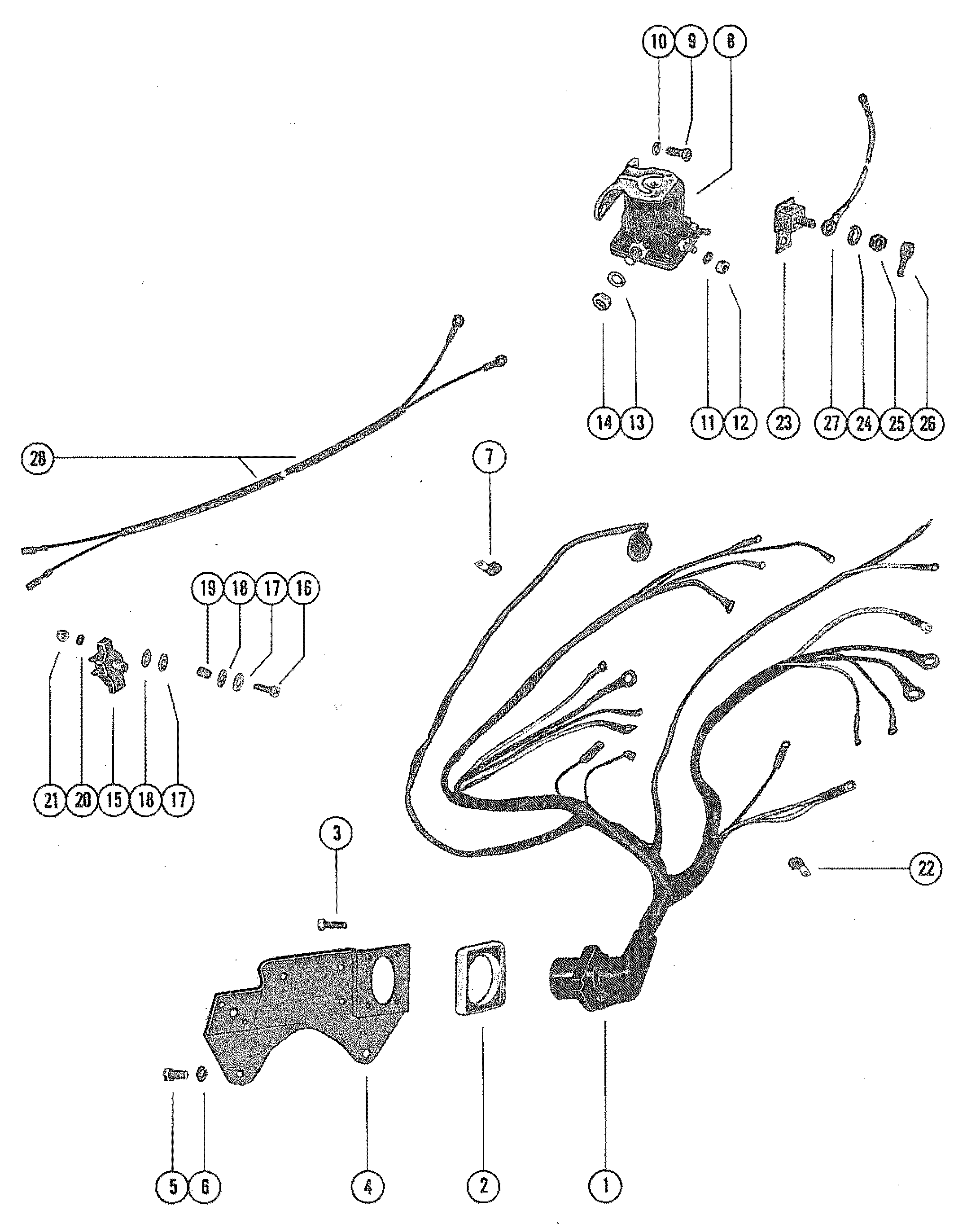 WIRING HARNESS, CIRCUIT BREAKER AND STARTER SOLENOID