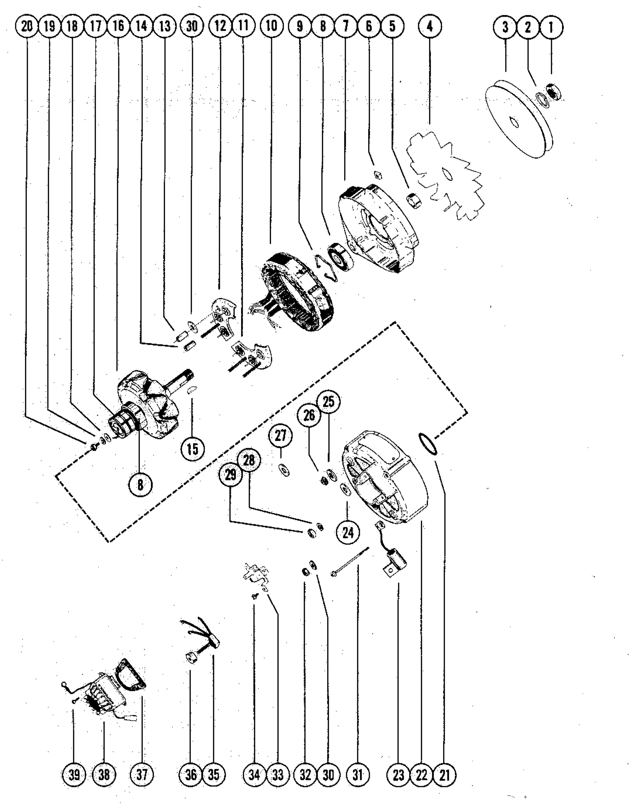 ALTERNATOR ASSEMBLY, COMPLETE (MOTOROLA)
