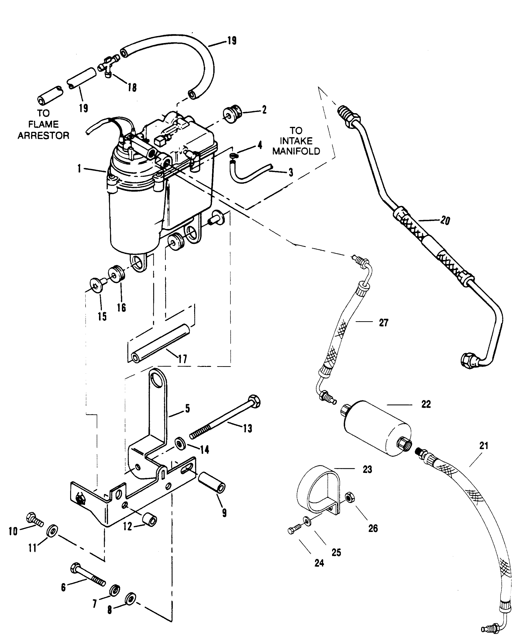 VAPOR SEPARATOR TANK AND FUEL LINES