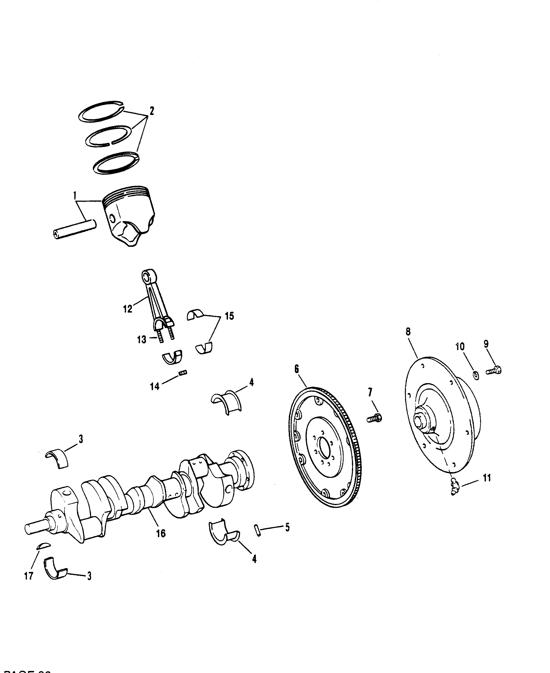 CRANKSHAFT, PISTONS AND CONN. RODS