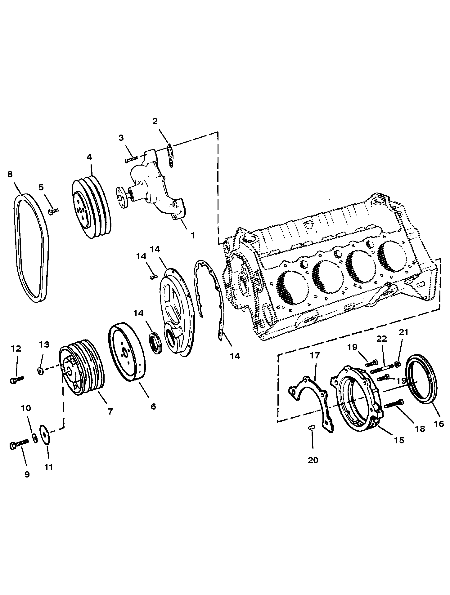 WATER PUMP AND FRONT COVER