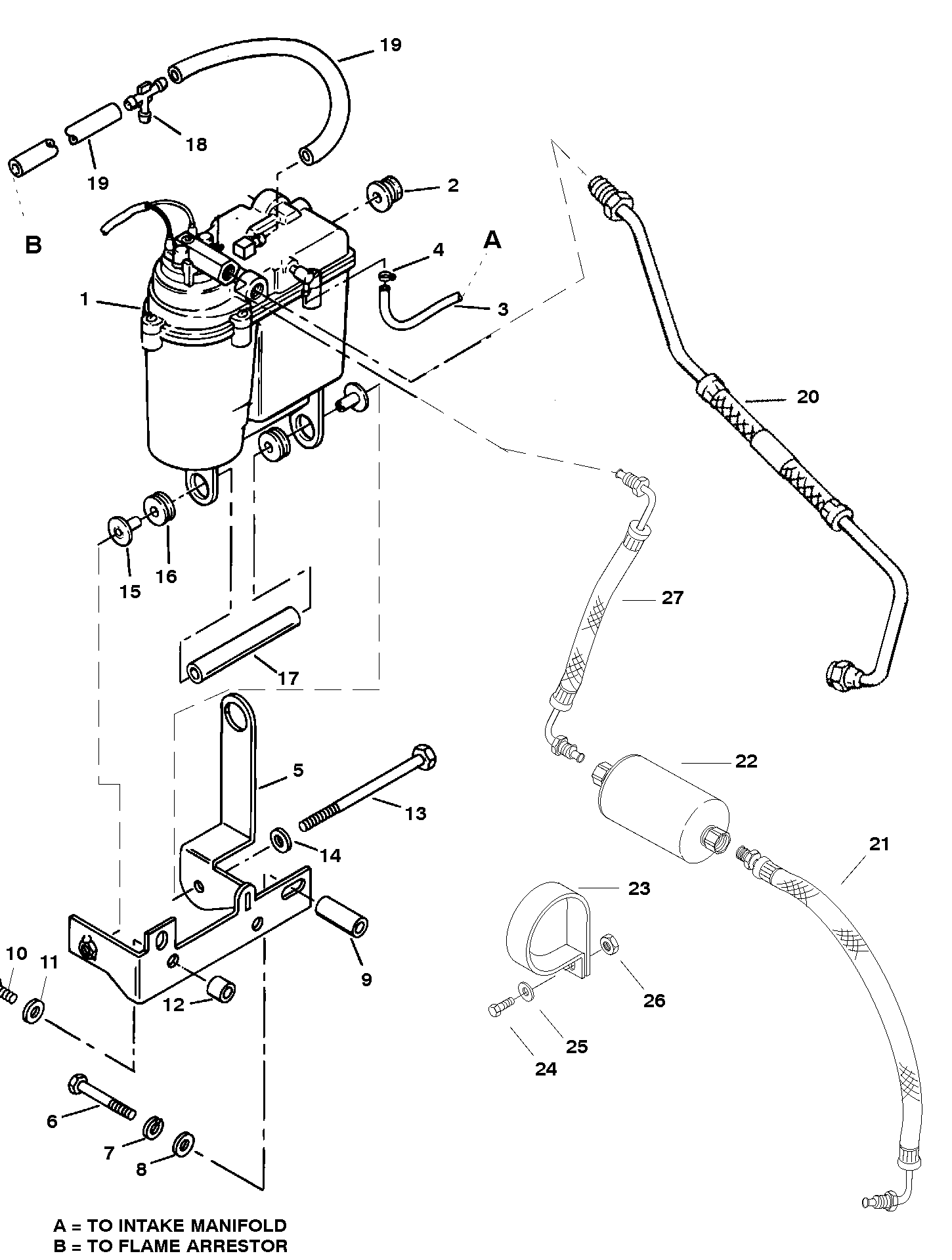 VAPOR SEPARATOR TANK AND FUEL LINES