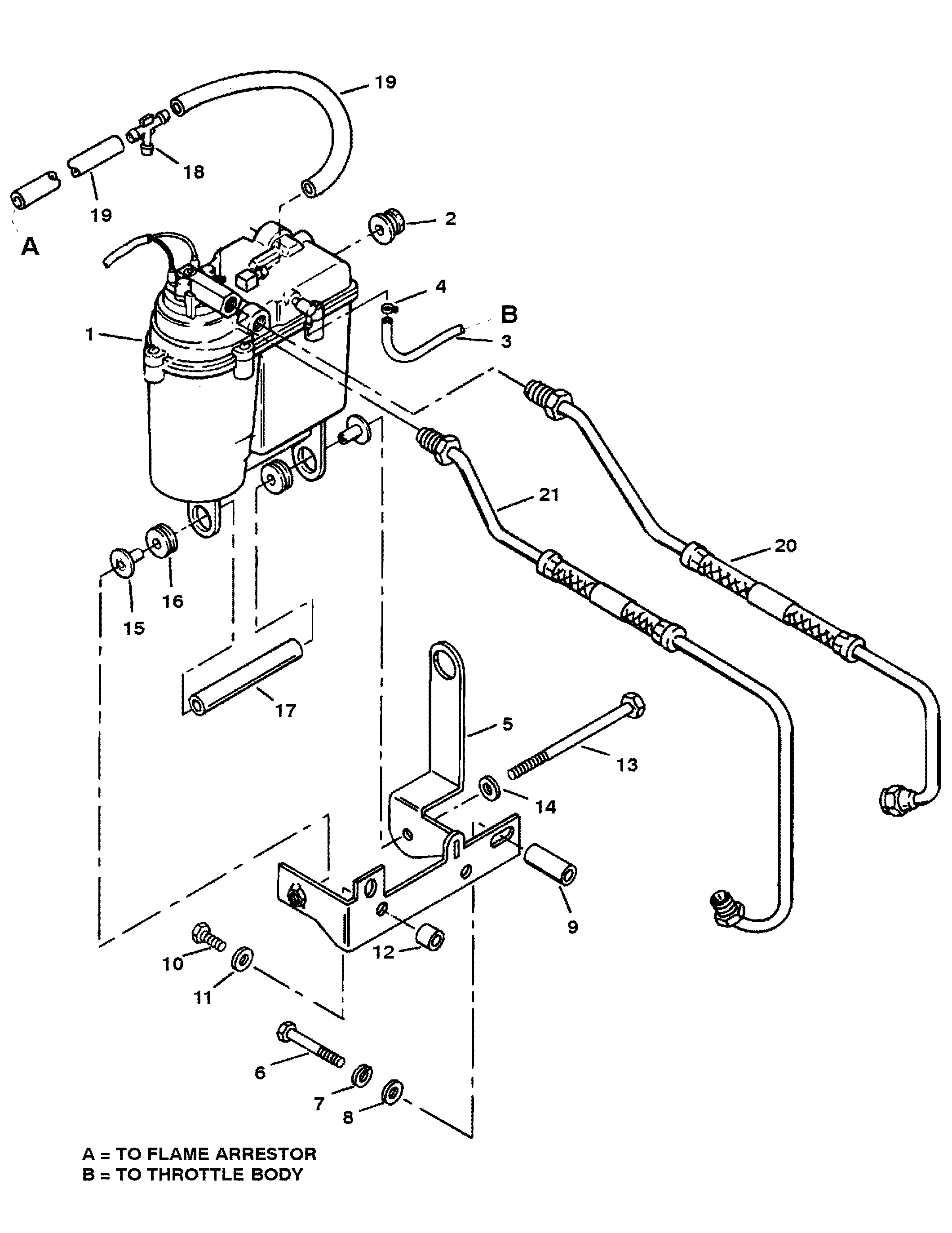 VAPOR SEPARATOR TANK AND FUEL LINES