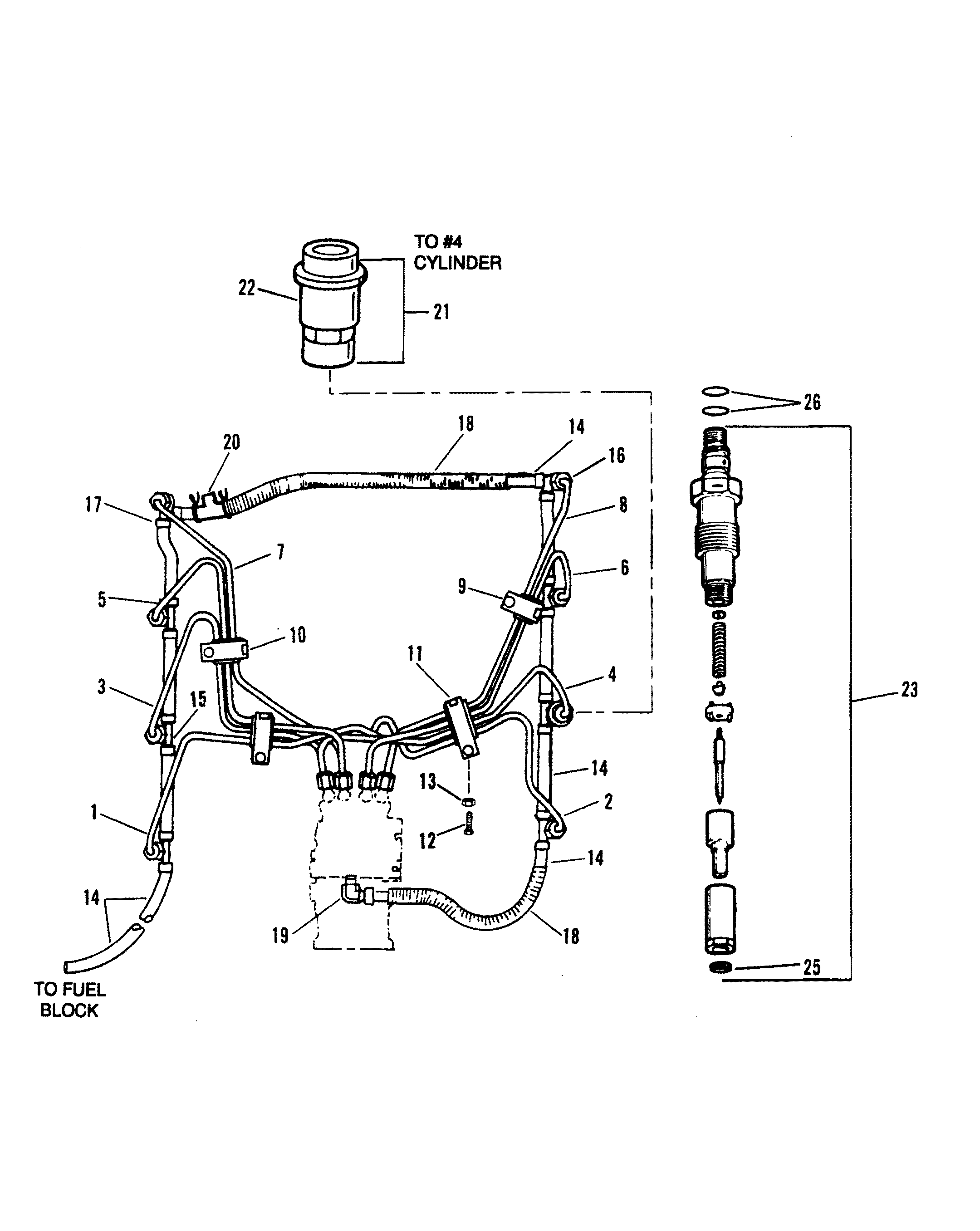 INJECTORS AND HOSES (S/N F060103 AND BELOW)