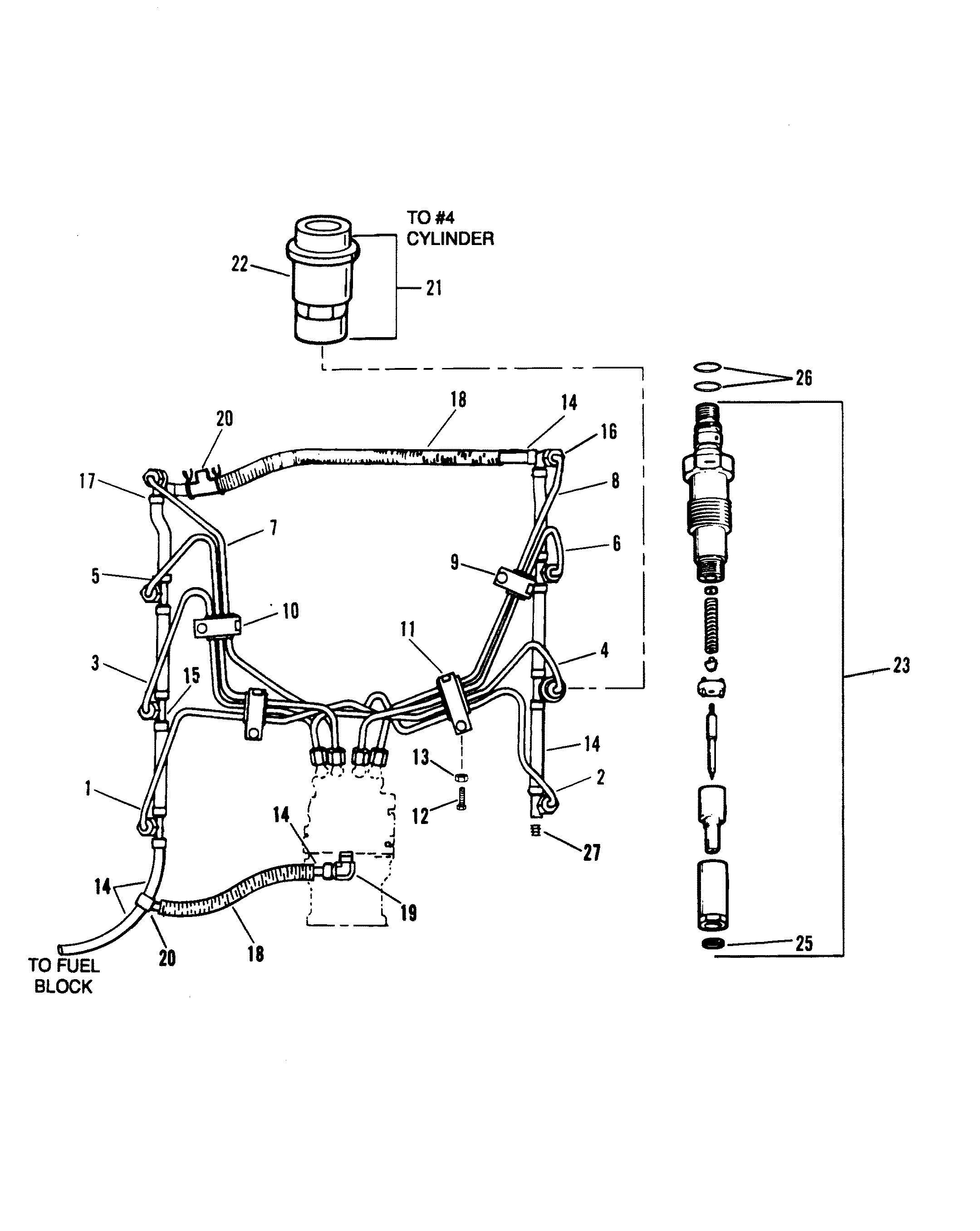 INJECTORS AND HOSES (S/N F060104 AND UP)