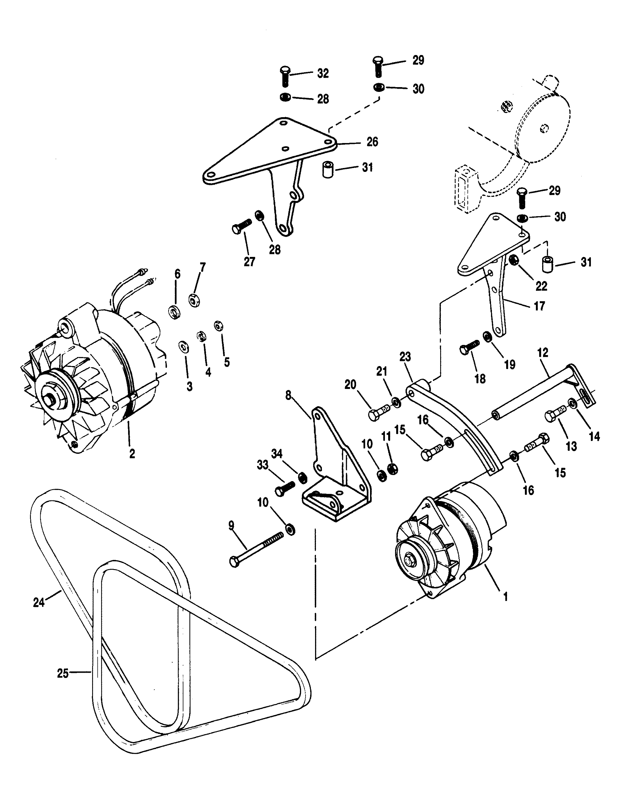 ALTERNATOR AND V - BELTS (STERN DRIVE)