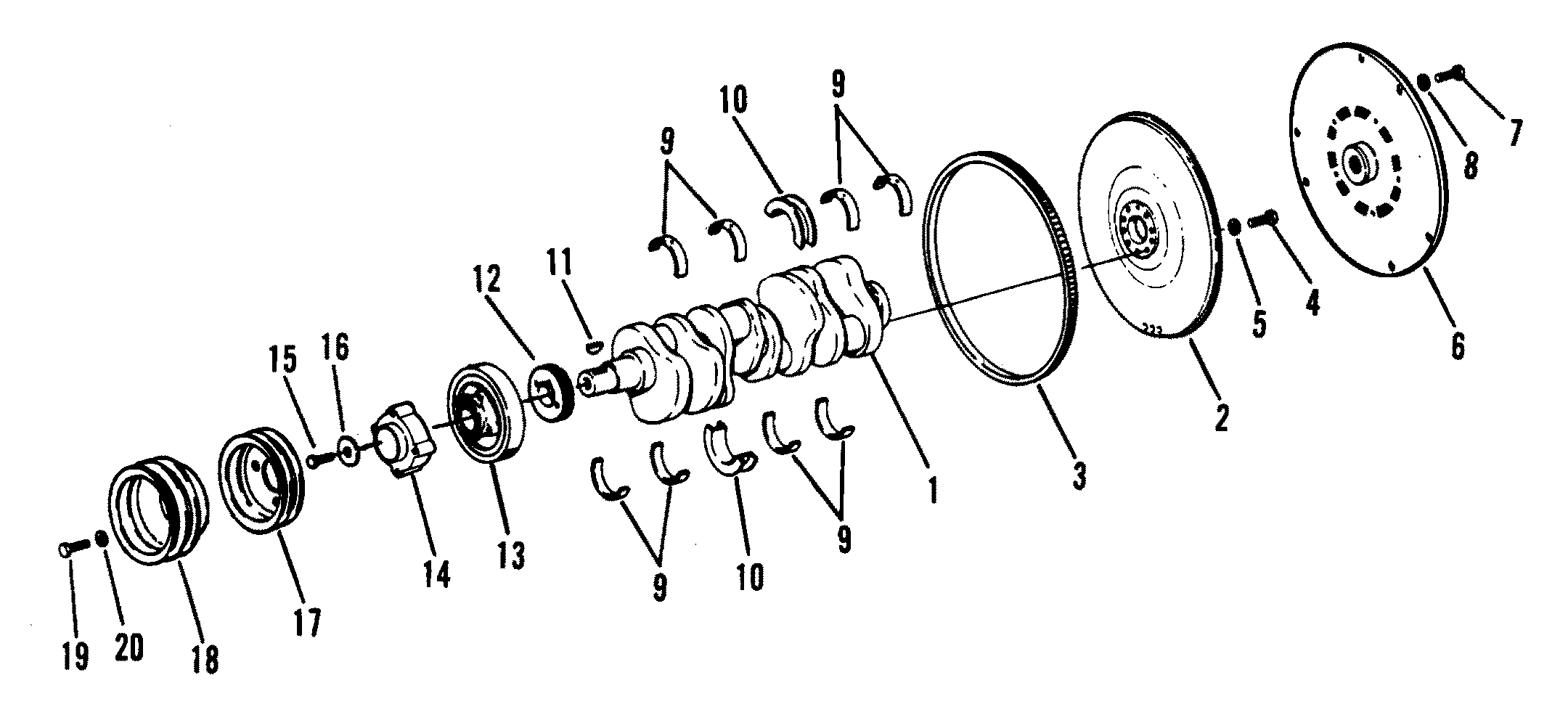 CRANKSHAFT, FLYWHEEL AND DRIVE PLATE (INBOARD)