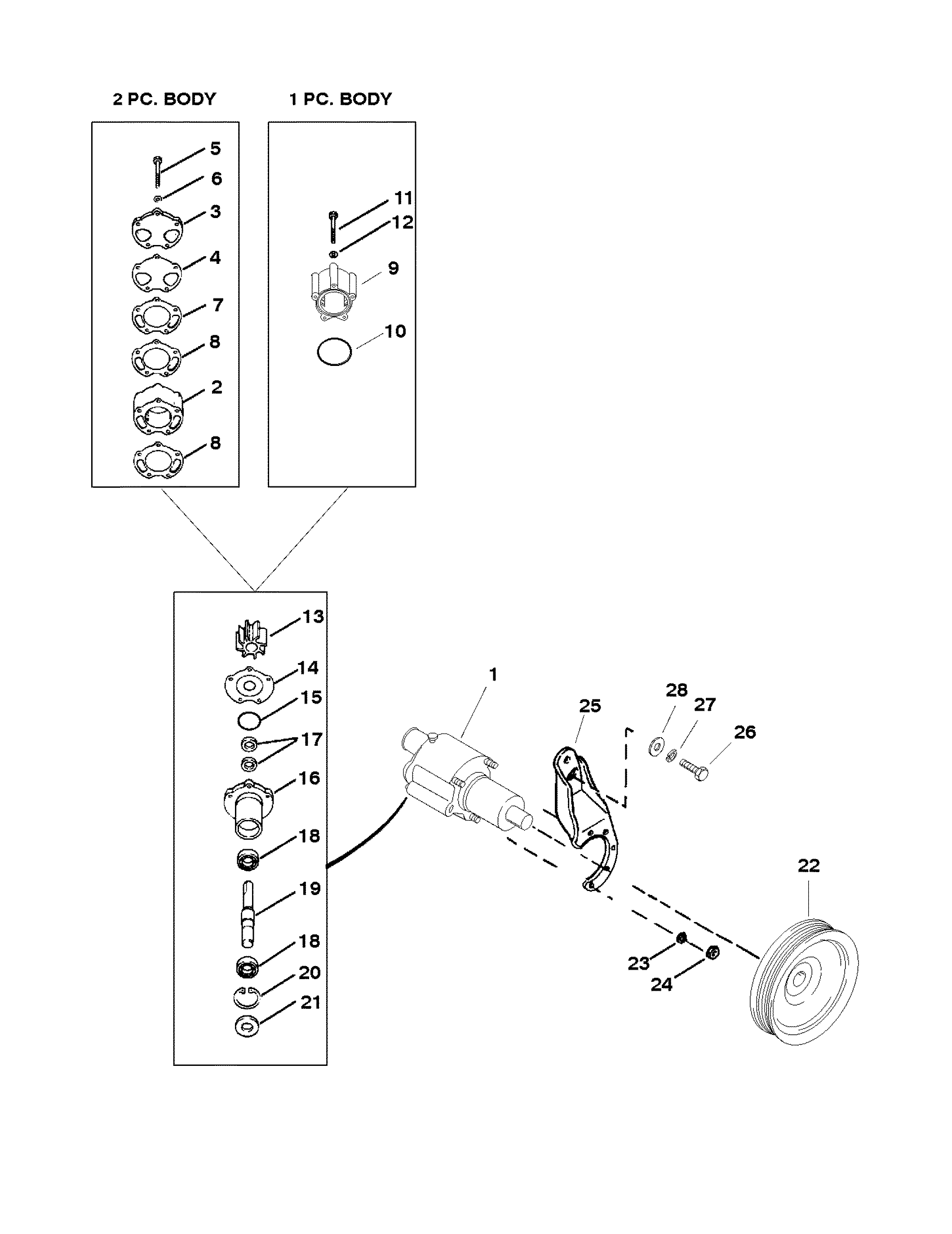 SEA WATER PUMP ASSEMBLY (USE WITH BRAVO ENGINES)