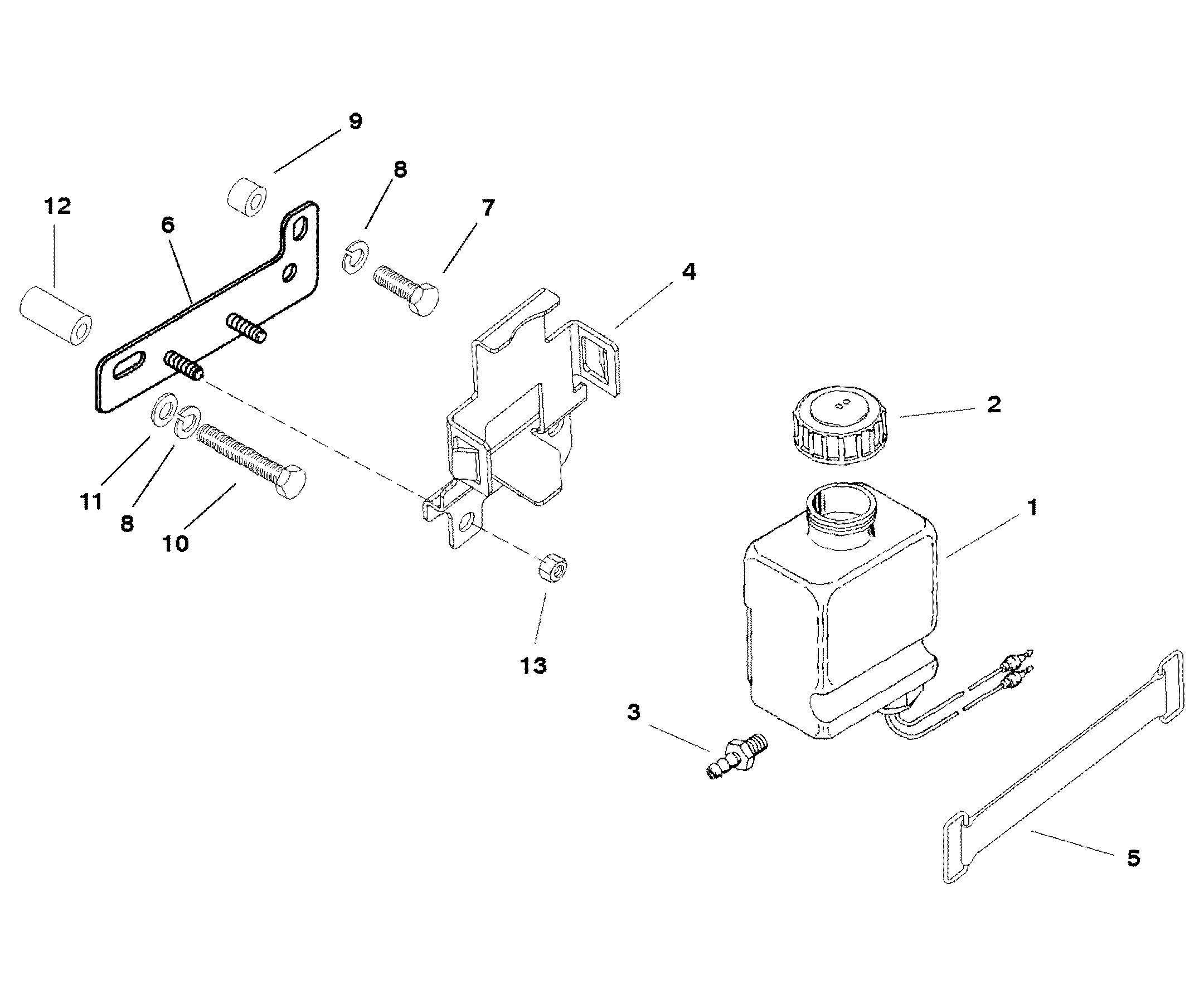 OIL RESERVOIR BOTTLE AND BRACKET