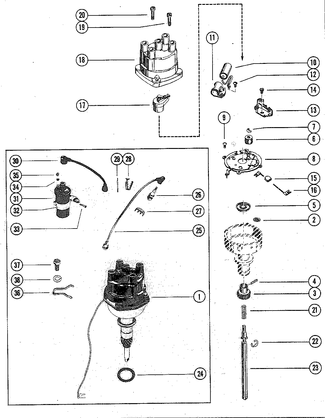 DISTRIBUTOR ASSEMBLY AND COIL