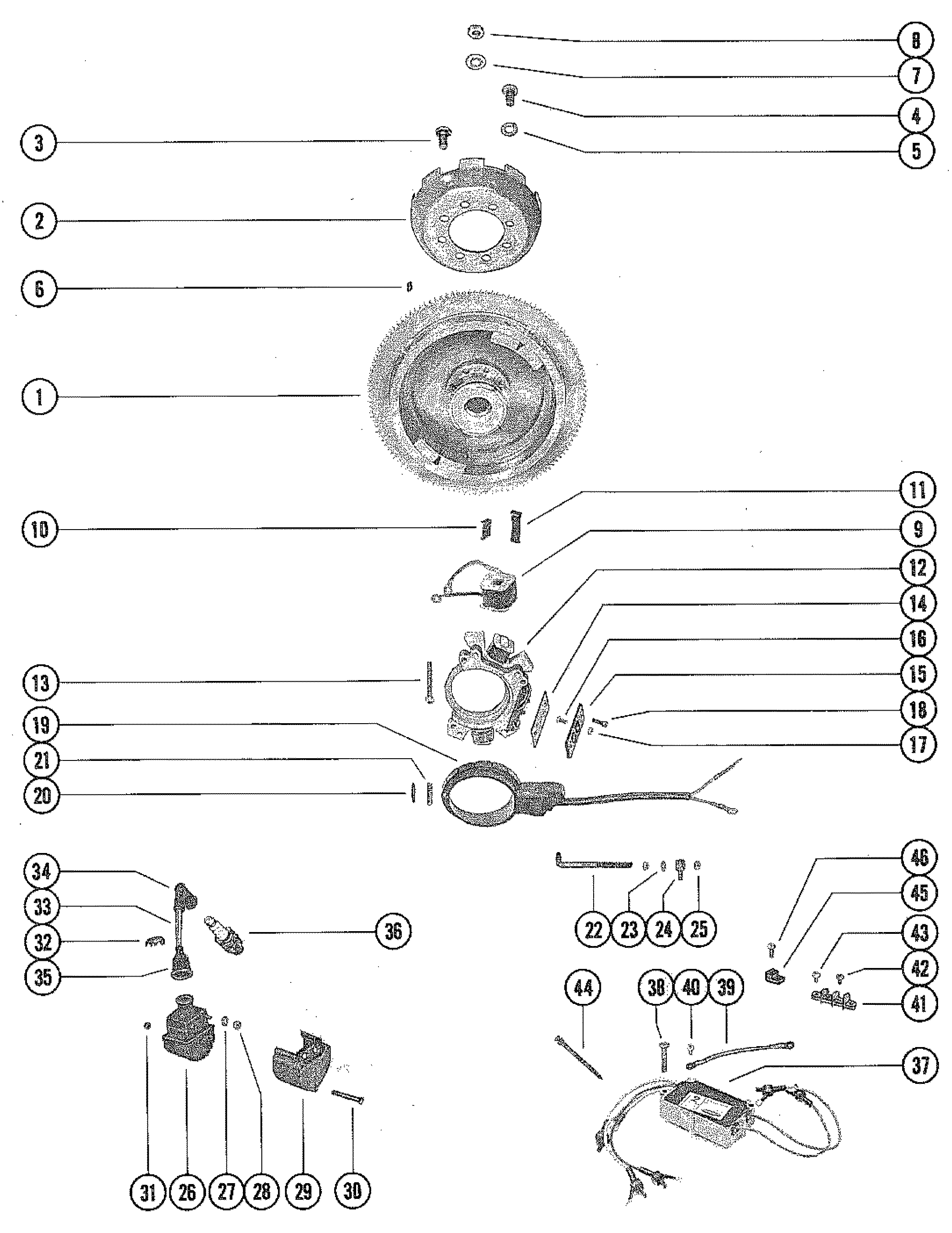 FLYWHEEL, IGNITION COIL, STATOR AND SWITCH BOX(GROUP NO. 14)