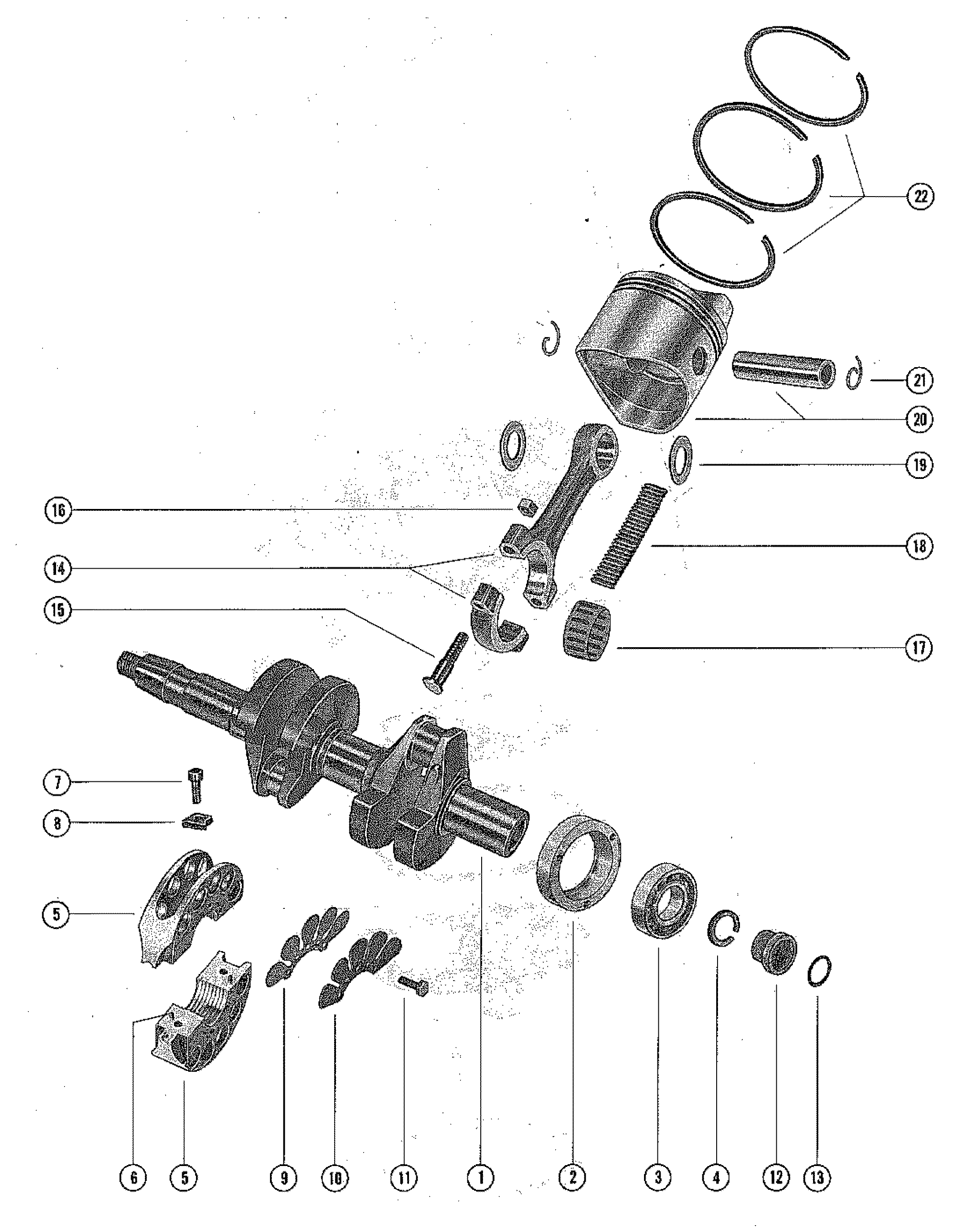 CRANKSHAFT, PISTON AND CONNECTING ROD ASSEMBLY
