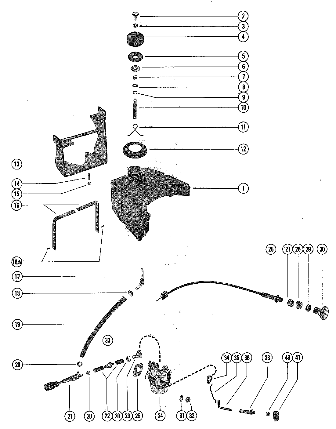 FUEL TANK, FUEL LINES AND CARBURETOR