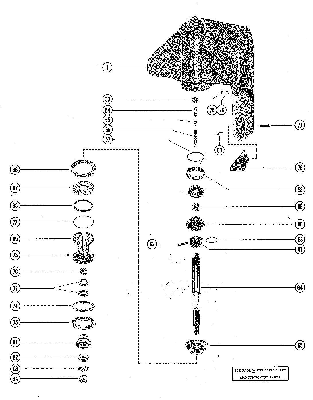 GEAR HOUSING ASSEMBLY, COMPLETE (SERIAL GROUP #1) (PAGE 2)