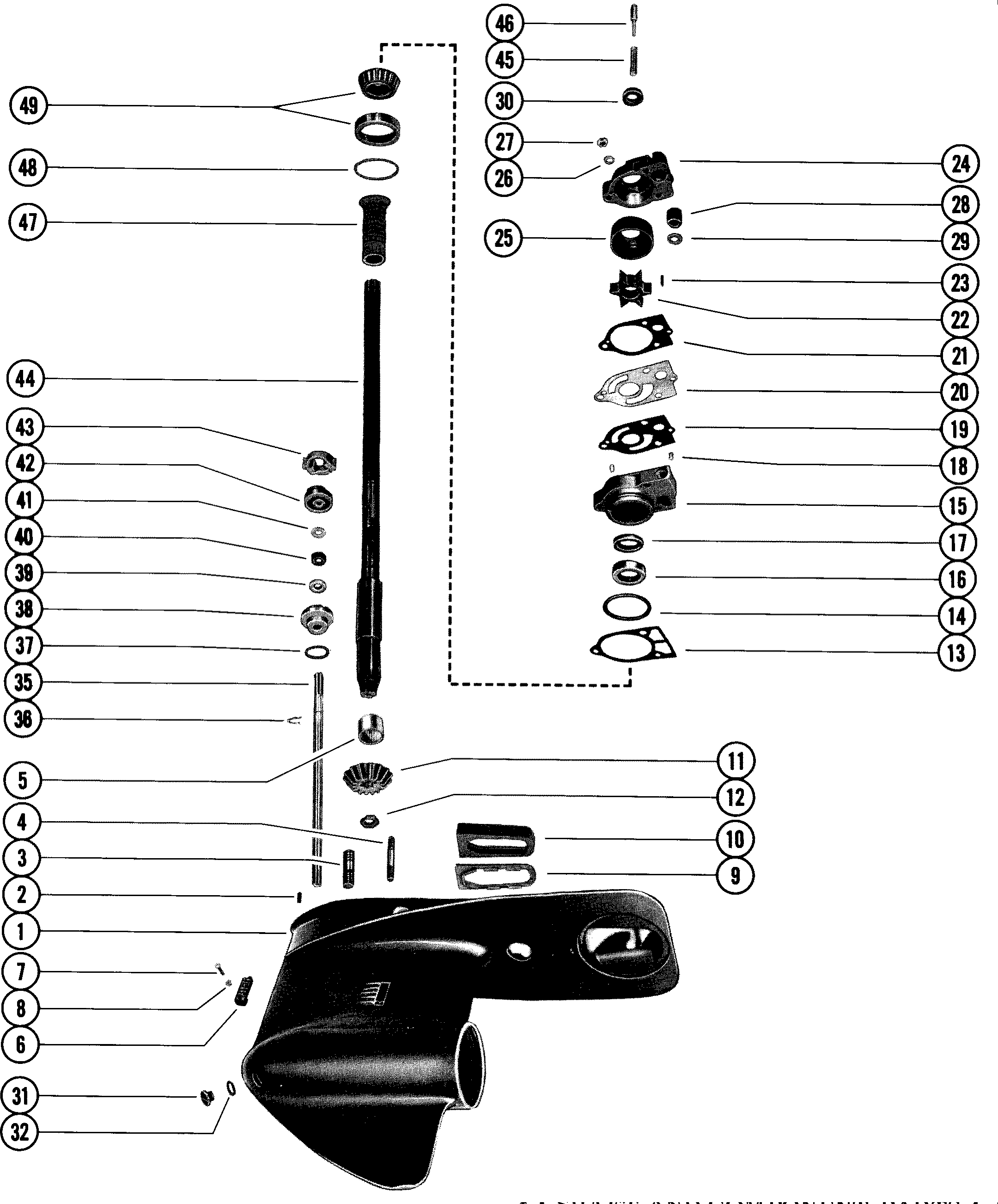 GEAR HOUSING ASSEMBLY, COMPLETE (SERIAL GROUP NO. 3)(PAGE 1)