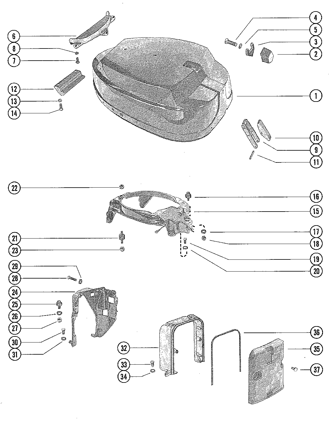 TOP COWL AND SUPPORT BRACKETS