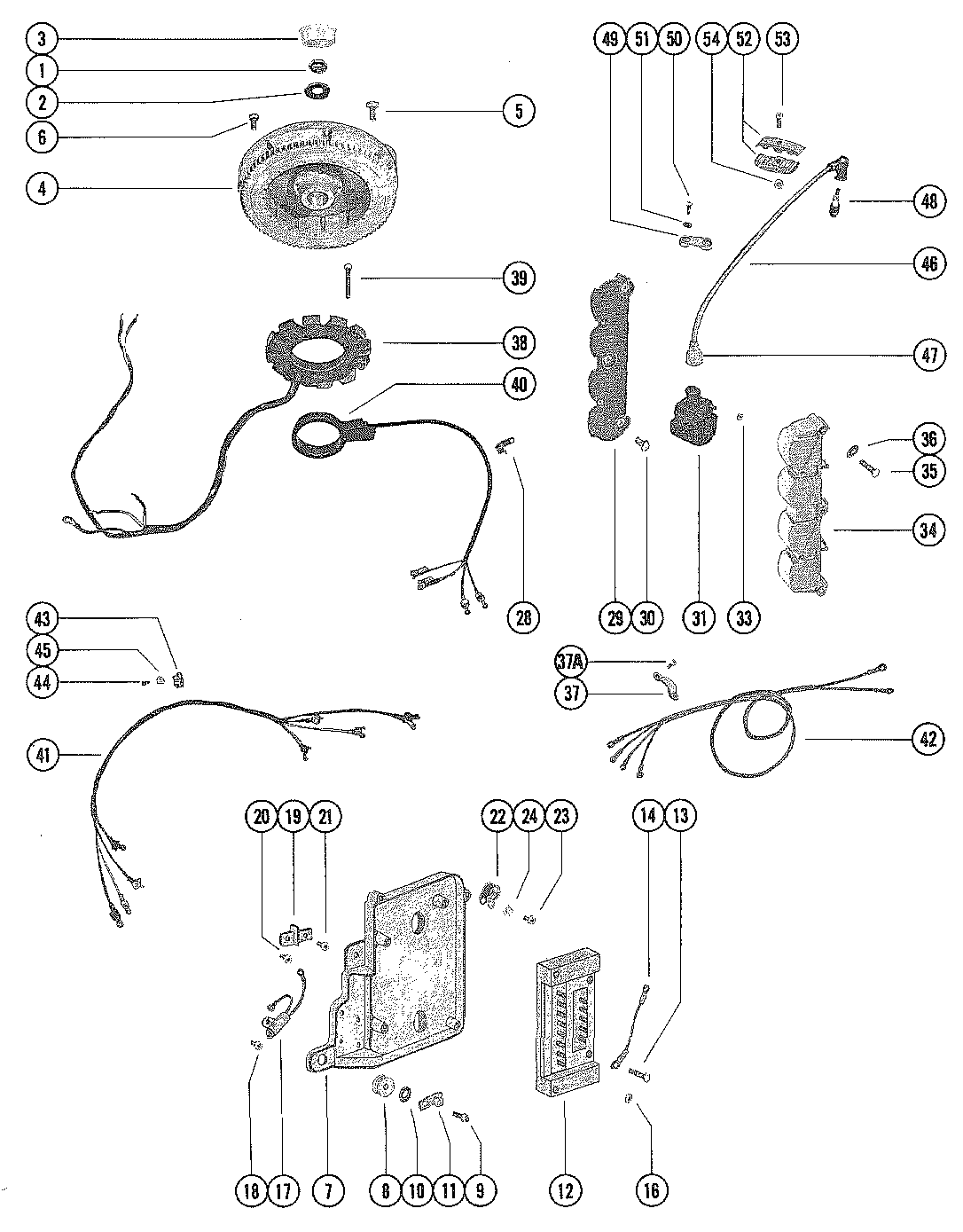 FLYWHEEL, STATOR AND IGNITION COIL