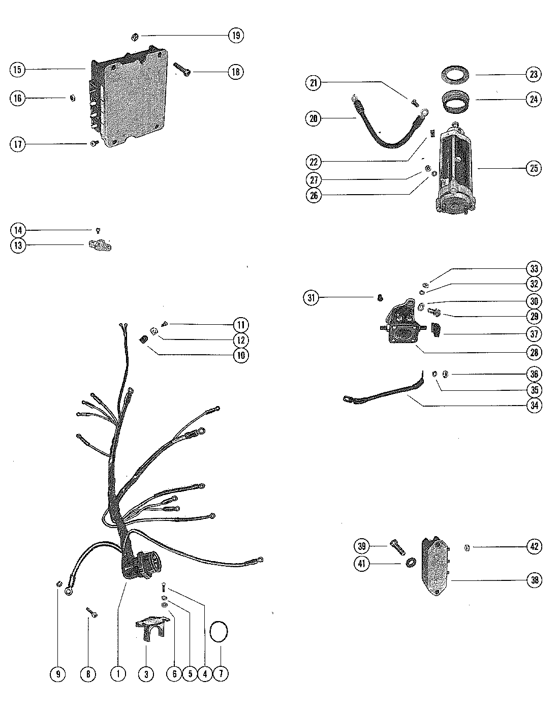 STARTER MOTOR, STARTER SOLENOID, RECTIFIER AND WIRING HARNES