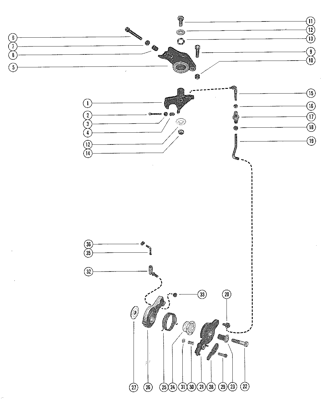 THROTTLE CONTROL LINKAGE AND SPARK ADVANCE