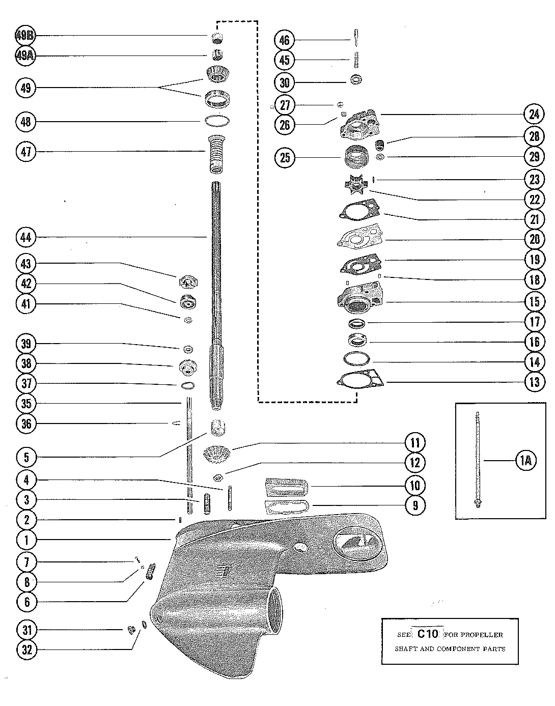 GEAR HOUSING ASSEMBLY, COMPLETE (PAGE 1 OF 2)