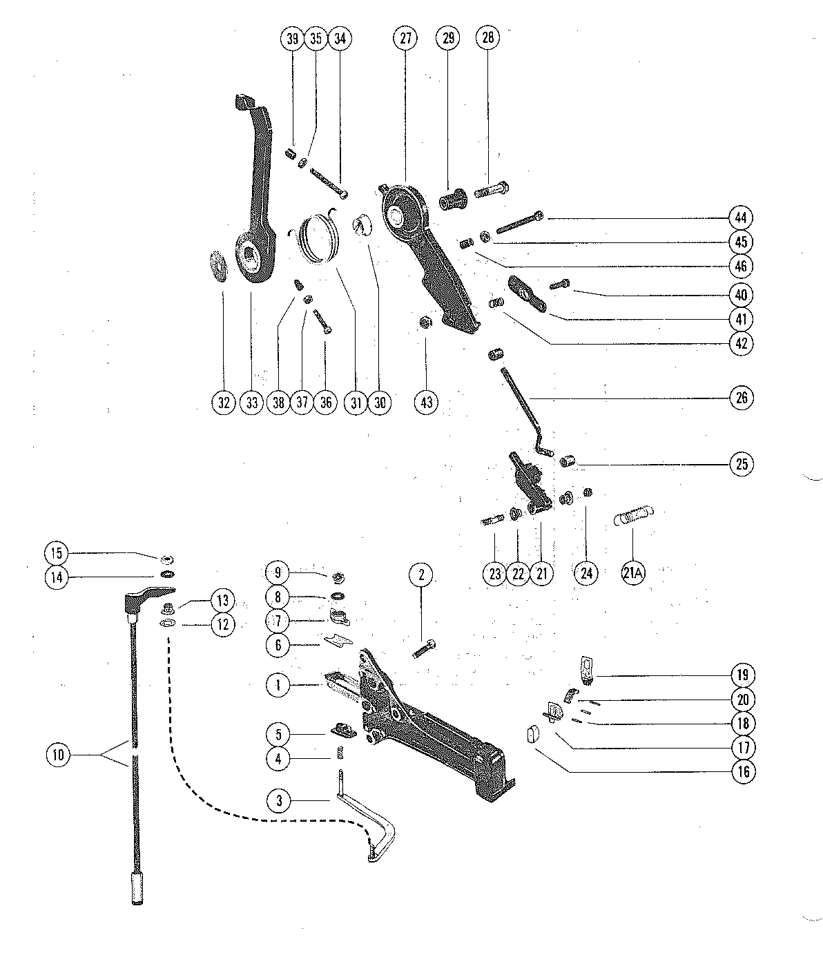 THROTTLE LEVER AND SHIFT SHAFT